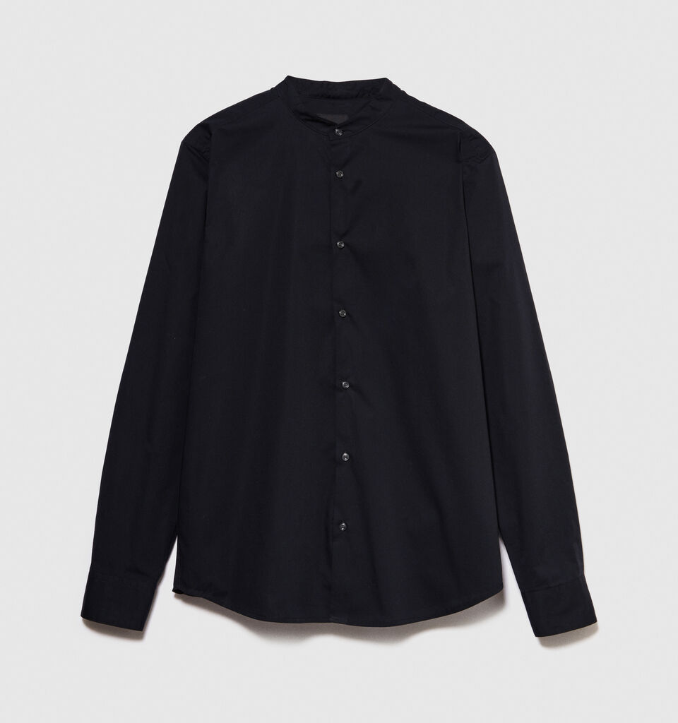 Mandarin collar shirt - men's slim fit shirts - Black | Sisley image number 6
